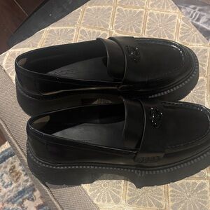 Womens Coach Black Lug Sole Loafers " Leah"- Worn Once